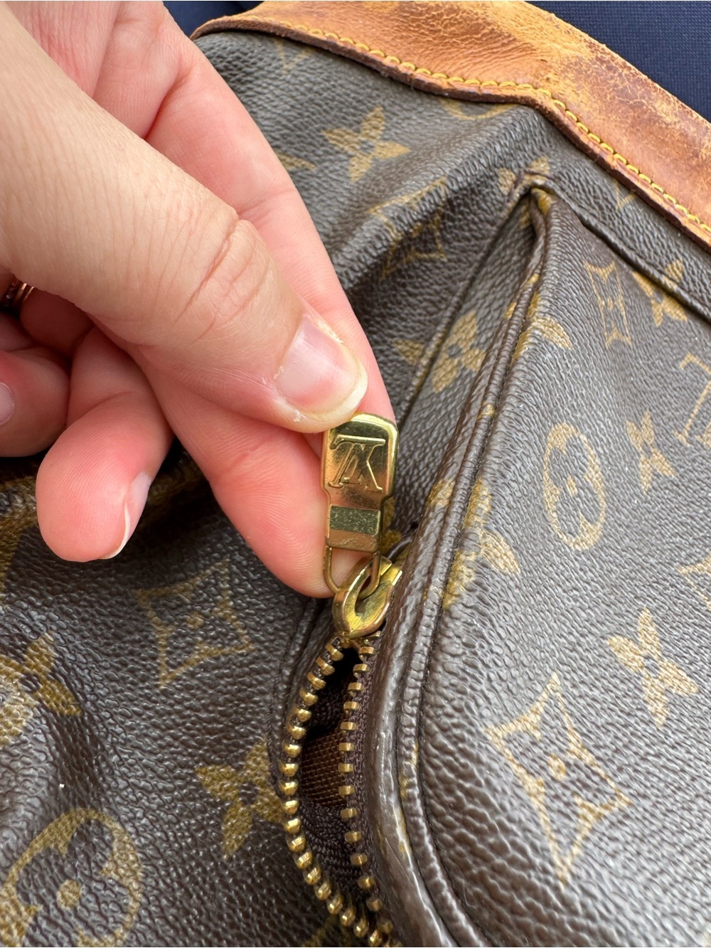 Louis Vuitton Brown Monogram Canvas Drawstring Backpack with Tan Leather Trim - Picture 9 of 12